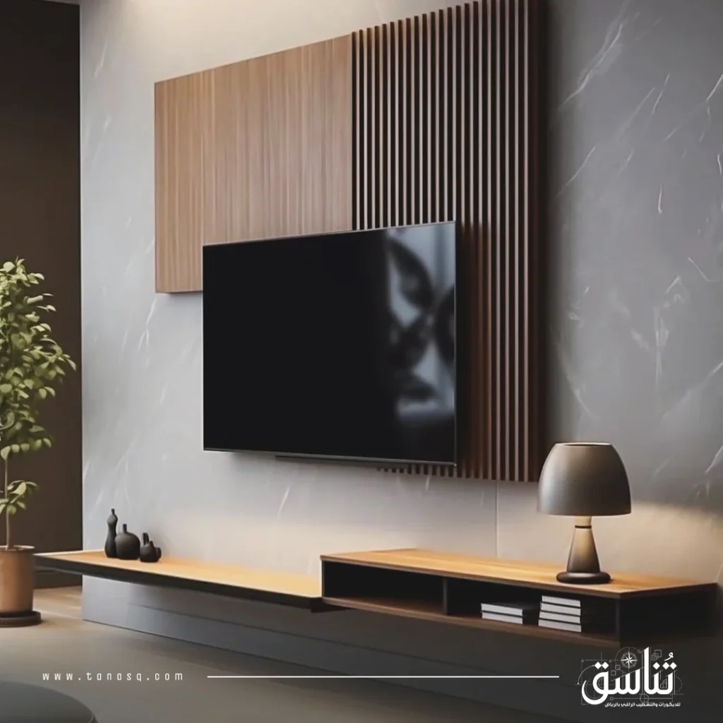 ديكور خشبي للتلفزيون
